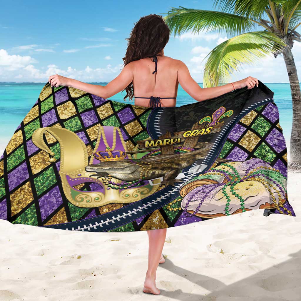 Mardi Gras Alligator Sarong Colorful Zipper Stylized