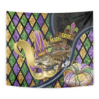 Mardi Gras Alligator Tapestry Colorful Zipper Stylized