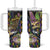 Personalized Mardi Gras Alligator Tumbler With Handle Colorful Zipper Stylized