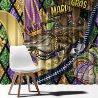 Mardi Gras Alligator Window Curtain Colorful Zipper Stylized