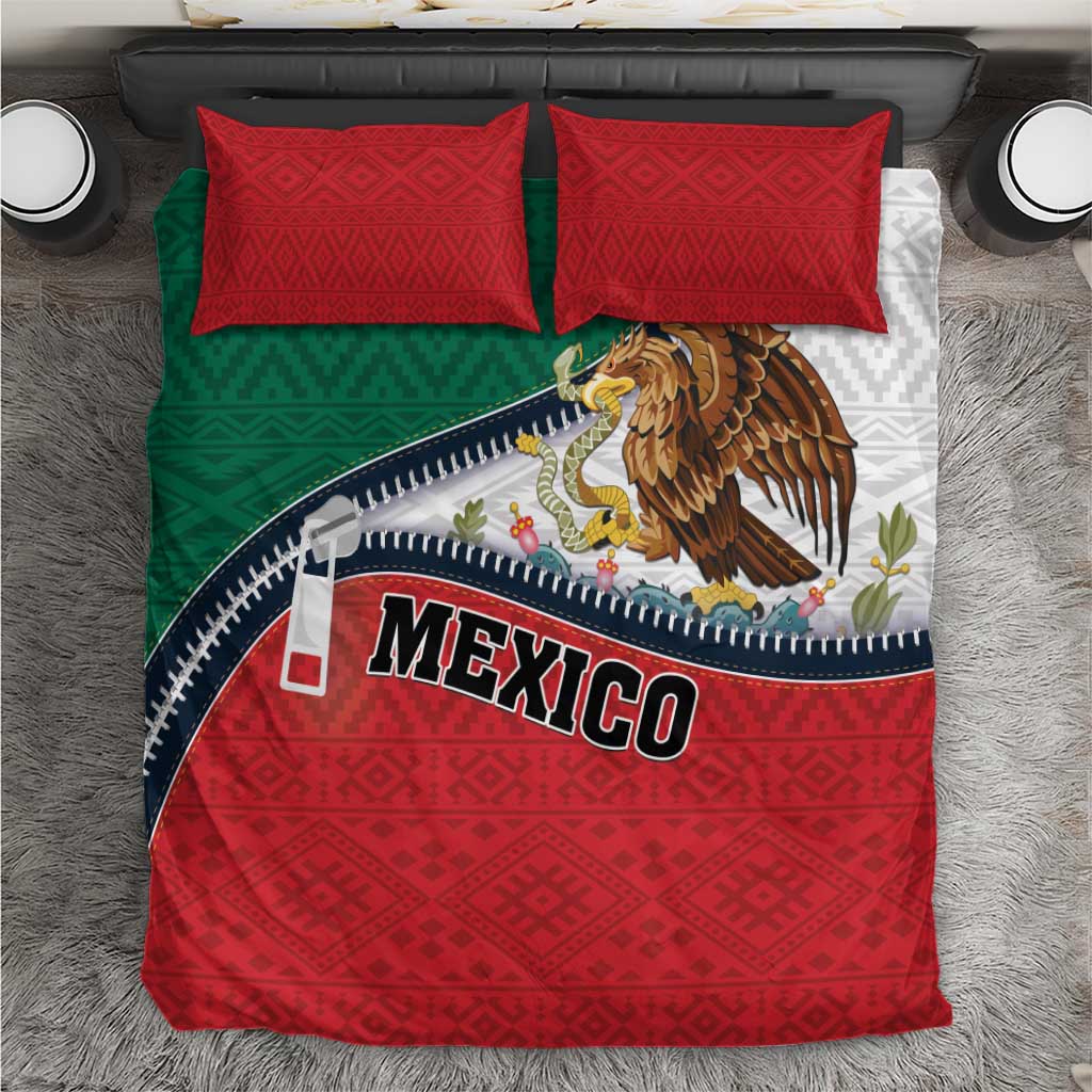 Mexico Flag Day Bedding Set Mexican Coat Of Arms Zipper Stylized