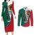 Personalized Mexico Flag Day Couples Matching Long Sleeve Bodycon Dress and Long Sleeve Button Shirt Mexican Coat Of Arms Zipper Stylized