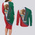 Personalized Mexico Flag Day Couples Matching Long Sleeve Bodycon Dress and Long Sleeve Button Shirt Mexican Coat Of Arms Zipper Stylized