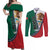 Personalized Mexico Flag Day Couples Matching Off Shoulder Maxi Dress and Long Sleeve Button Shirt Mexican Coat Of Arms Zipper Stylized