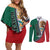 Personalized Mexico Flag Day Couples Matching Off Shoulder Short Dress and Long Sleeve Button Shirt Mexican Coat Of Arms Zipper Stylized