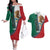 Personalized Mexico Flag Day Couples Matching Off The Shoulder Long Sleeve Dress and Hawaiian Shirt Mexican Coat Of Arms Zipper Stylized