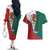 Personalized Mexico Flag Day Couples Matching Off The Shoulder Long Sleeve Dress and Hawaiian Shirt Mexican Coat Of Arms Zipper Stylized