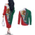 Personalized Mexico Flag Day Couples Matching Off The Shoulder Long Sleeve Dress and Long Sleeve Button Shirt Mexican Coat Of Arms Zipper Stylized