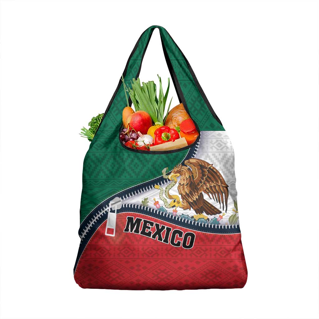 Mexico Flag Day Grocery Bag Mexican Coat Of Arms Zipper Stylized