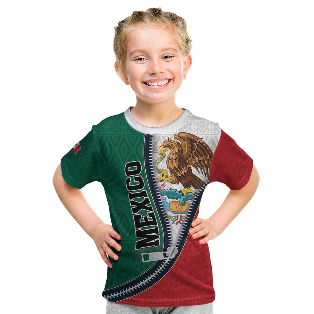 Personalized Mexico Flag Day Kid T Shirt Mexican Coat Of Arms Zipper Stylized