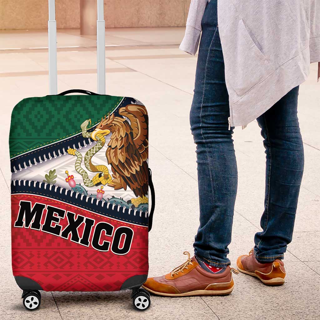 Mexico Flag Day Luggage Cover Mexican Coat Of Arms Zipper Stylized