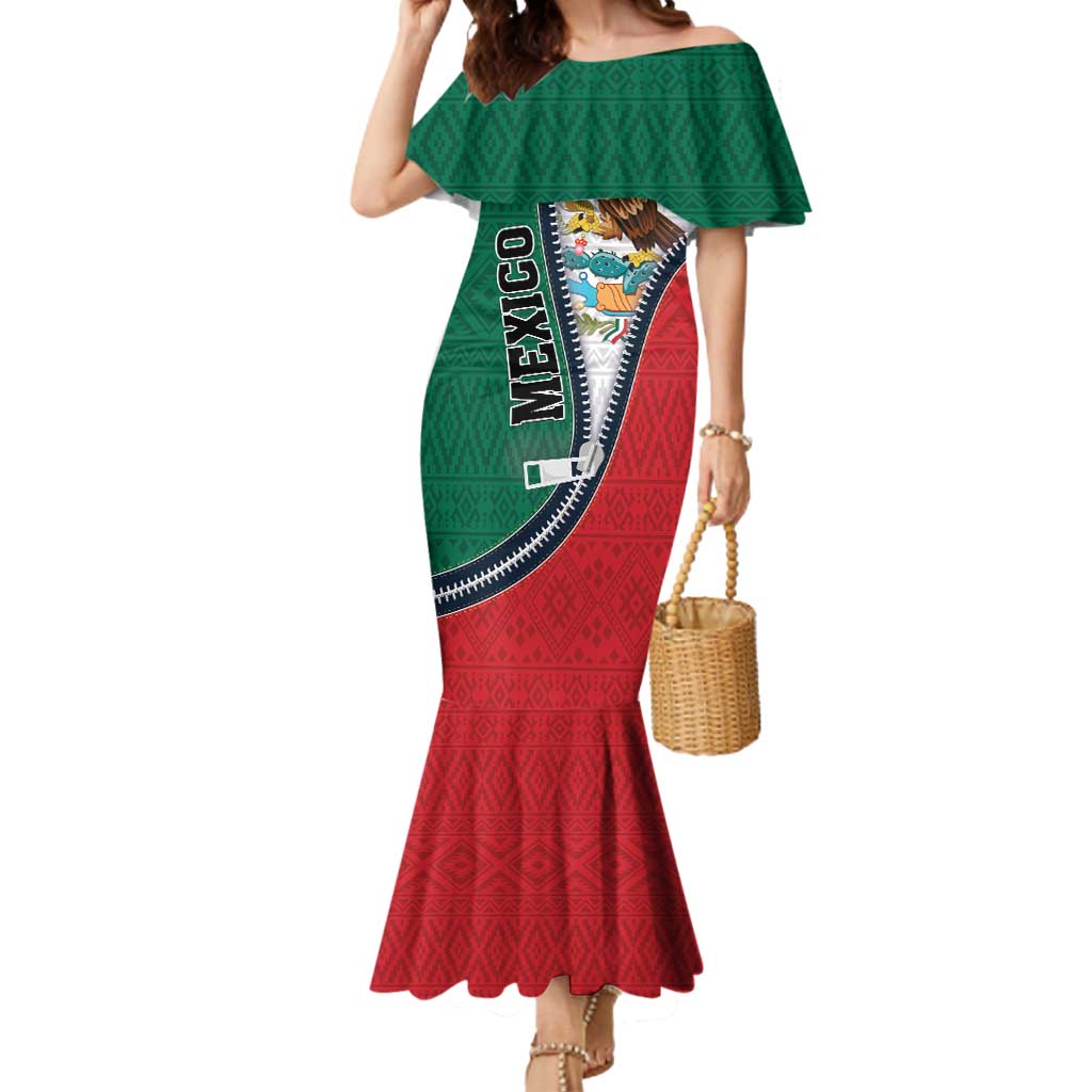 Personalized Mexico Flag Day Mermaid Dress Mexican Coat Of Arms Zipper Stylized