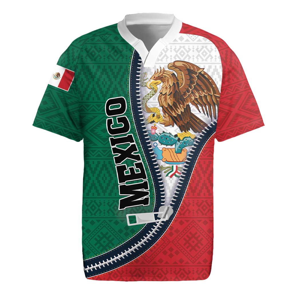 Personalized Mexico Flag Day Rugby Jersey Mexican Coat Of Arms Zipper Stylized