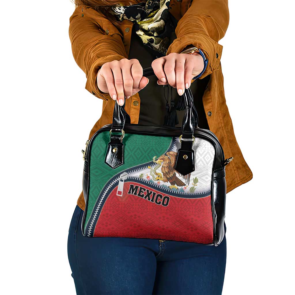 Mexico Flag Day Shoulder Handbag Mexican Coat Of Arms Zipper Stylized