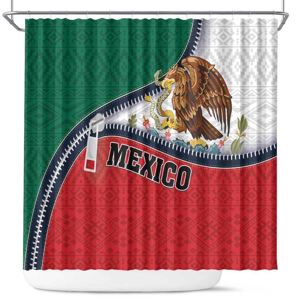 Mexico Flag Day Shower Curtain Mexican Coat Of Arms Zipper Stylized