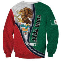 Zip-front sweatshirt with eagle crest, Mexico lettering, green and red patterned sides