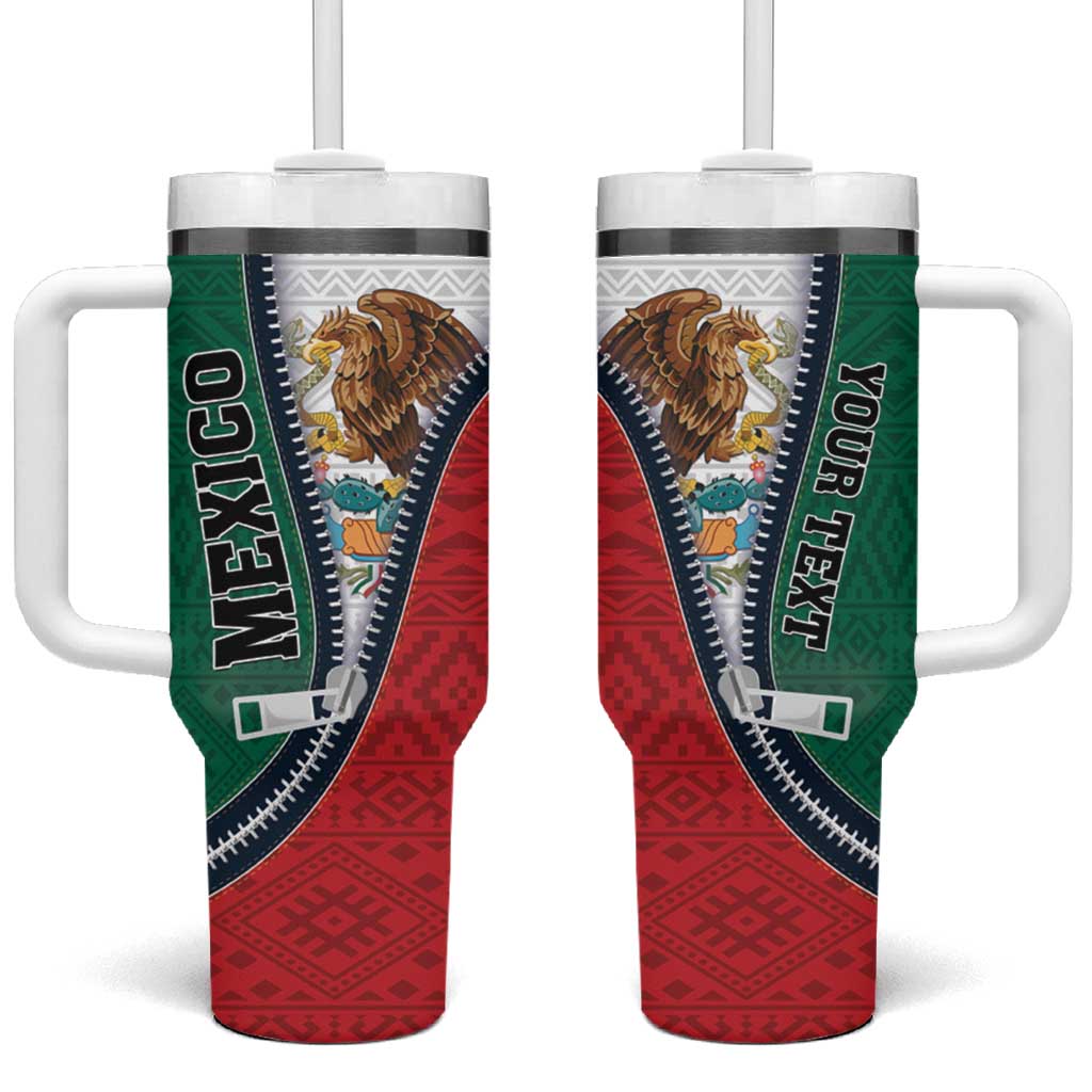 Personalized Mexico Flag Day Tumbler With Handle Mexican Coat Of Arms Zipper Stylized