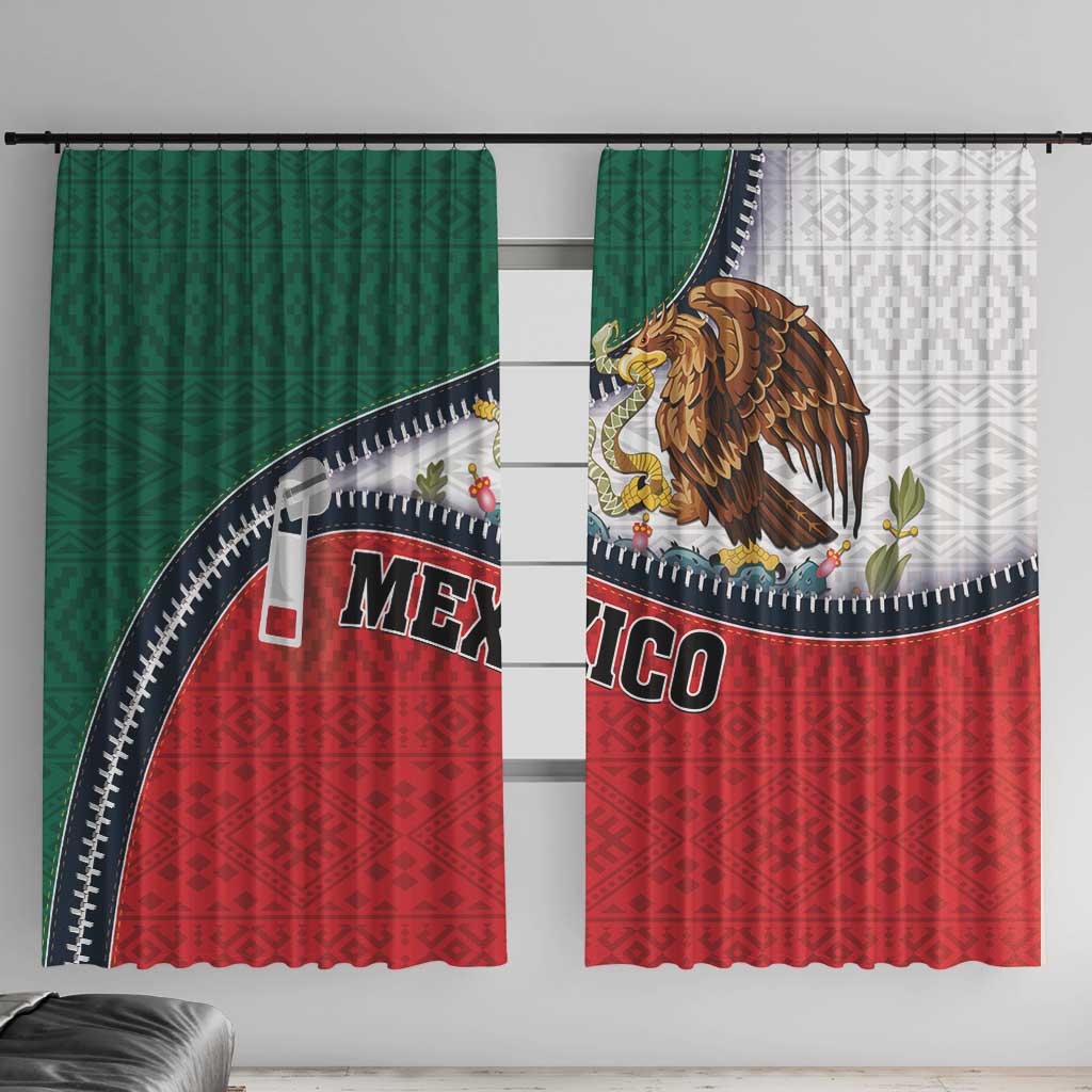 Mexico Flag Day Window Curtain Mexican Coat Of Arms Zipper Stylized