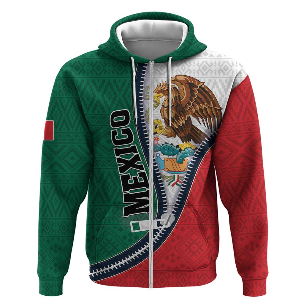 Personalized Mexico Flag Day Zip Hoodie Mexican Coat Of Arms Zipper Stylized