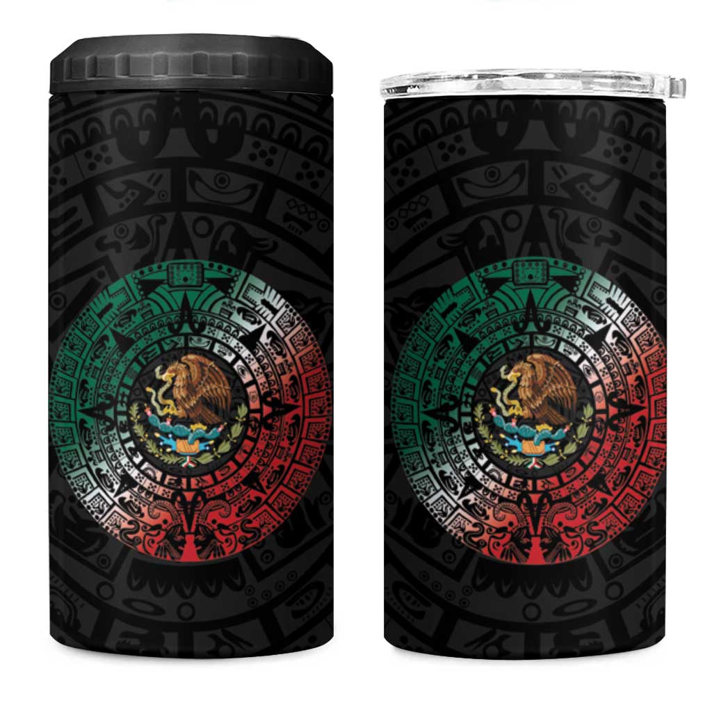 Mexican Aztec Circle 4 in 1 Can Cooler Tumbler Flag Color Unique Style