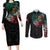 Mexican Aztec Circle Couples Matching Long Sleeve Bodycon Dress and Long Sleeve Button Shirt Flag Color Unique Style