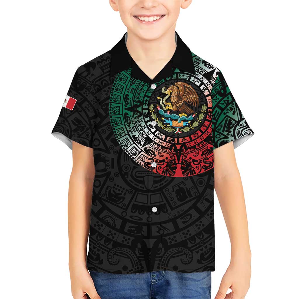 Mexican Aztec Circle Kid Hawaiian Shirt Flag Color Unique Style