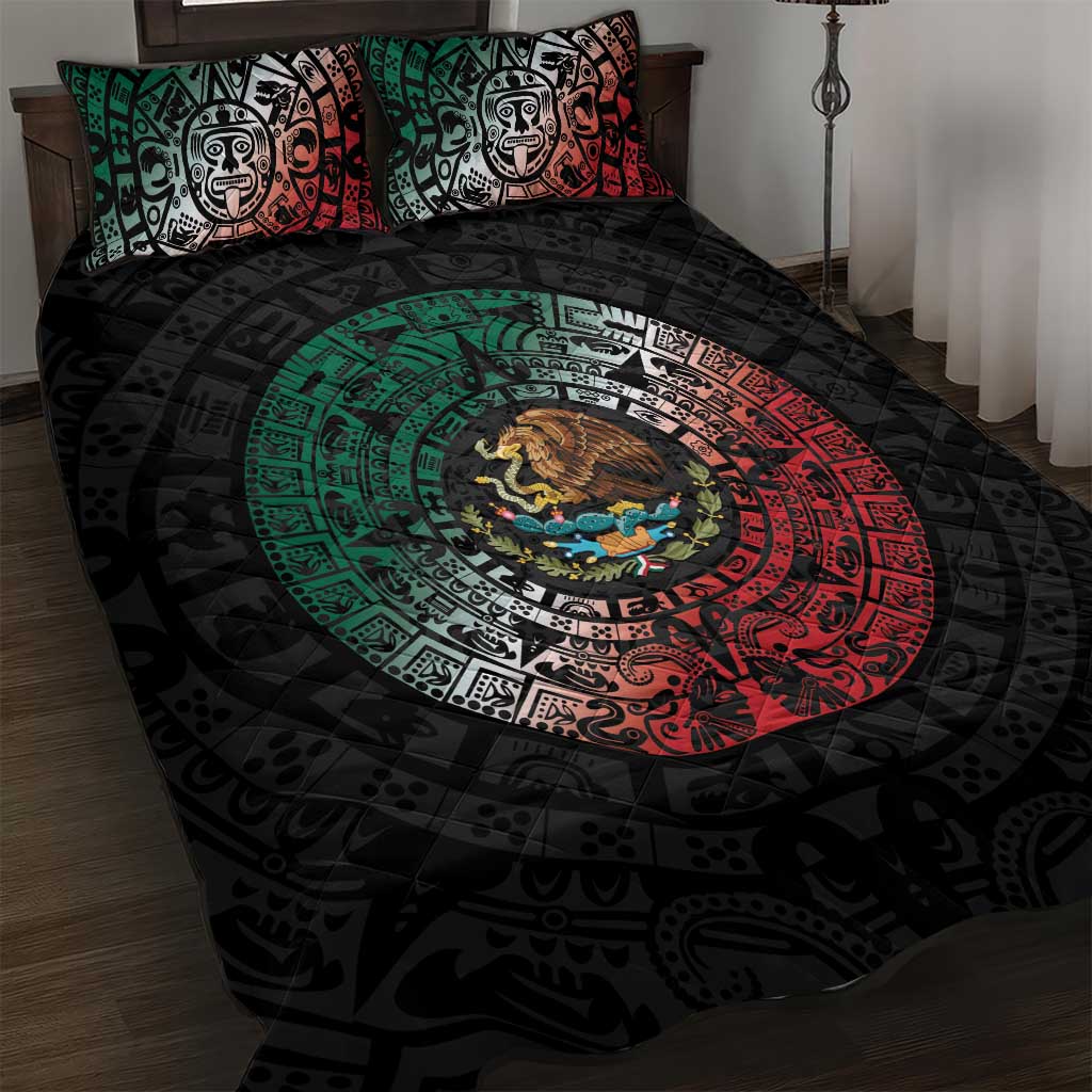 Mexican Aztec Circle Quilt Bed Set Flag Color Unique Style