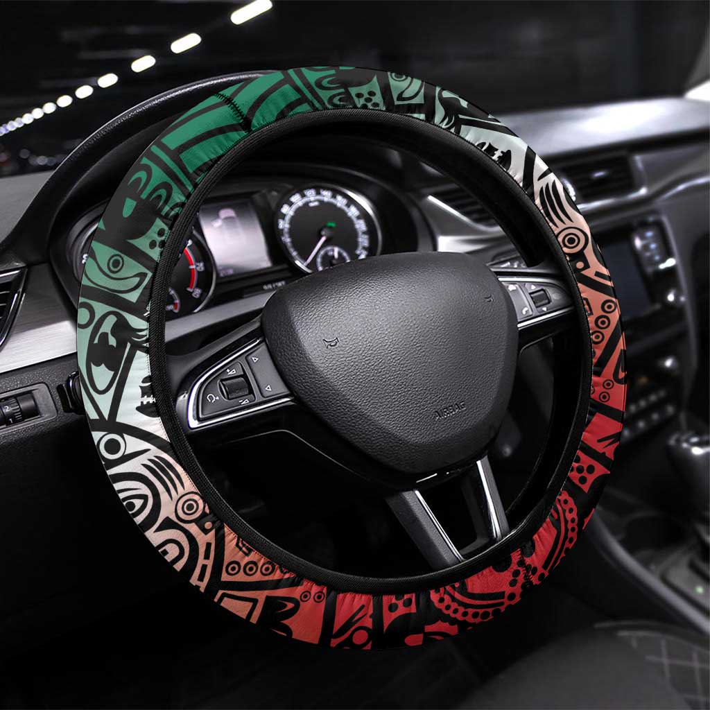 Mexican Aztec Circle Steering Wheel Cover Flag Color Unique Style