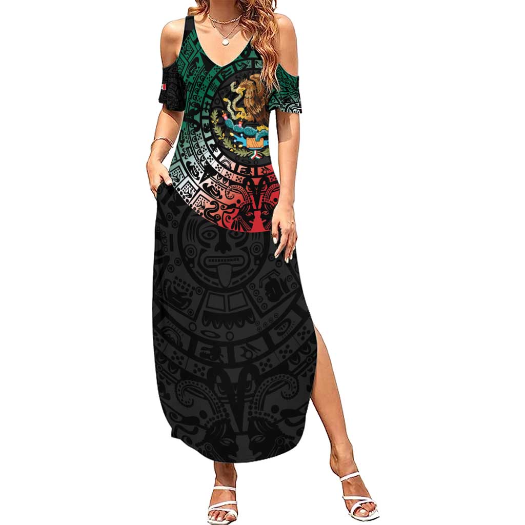 Mexican Aztec Circle Summer Maxi Dress Flag Color Unique Style