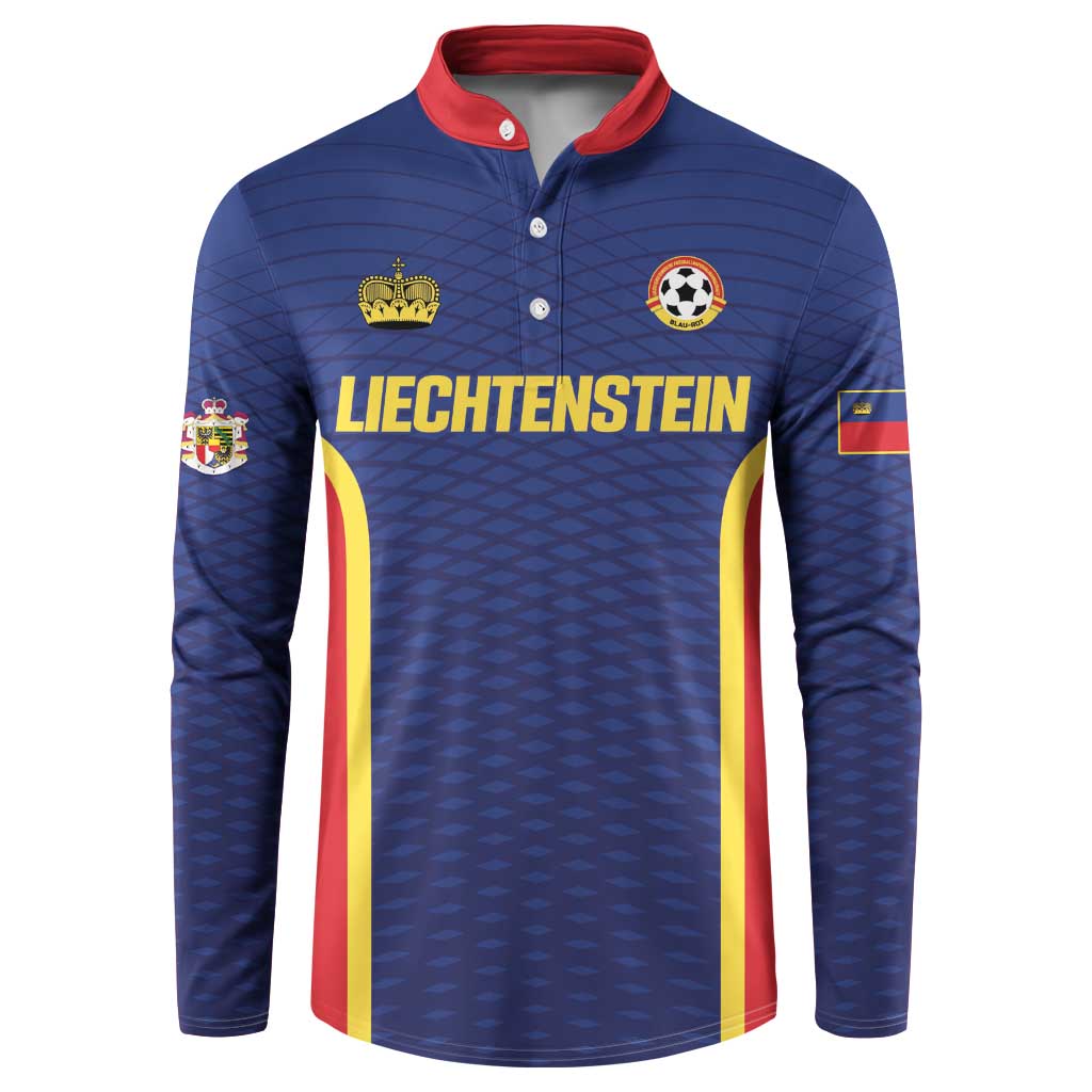 Custom Football 2026 Liechtenstein Button Sweatshirt Blau-Rot Come On