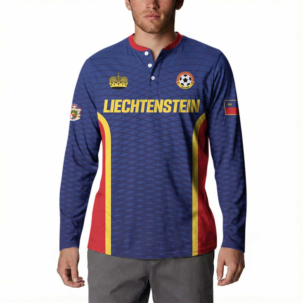Custom Football 2026 Liechtenstein Button Sweatshirt Blau-Rot Come On