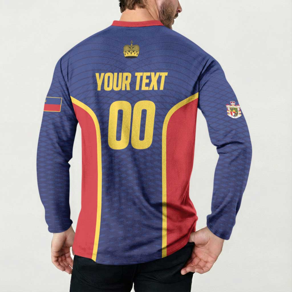 Custom Football 2026 Liechtenstein Button Sweatshirt Blau-Rot Come On
