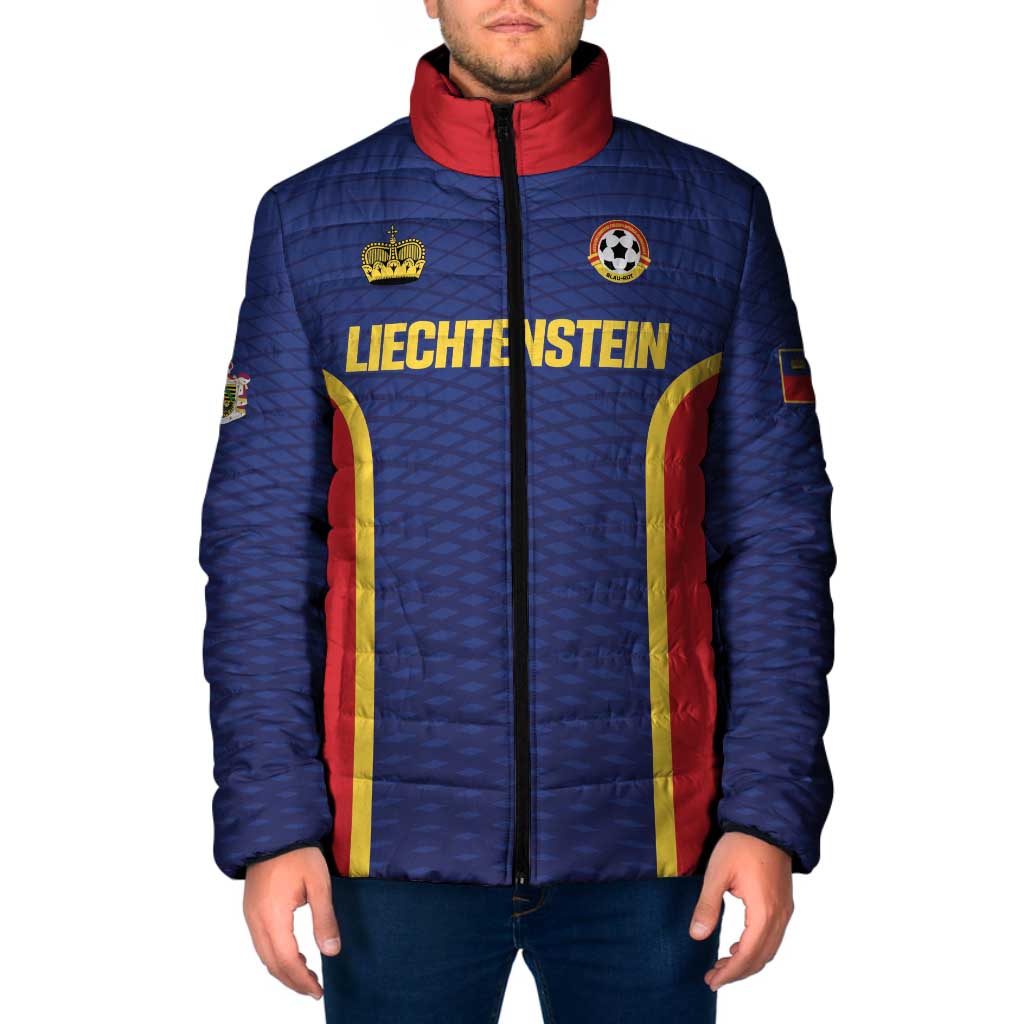 Custom Football 2026 Liechtenstein Padded Jacket Blau-Rot Come On