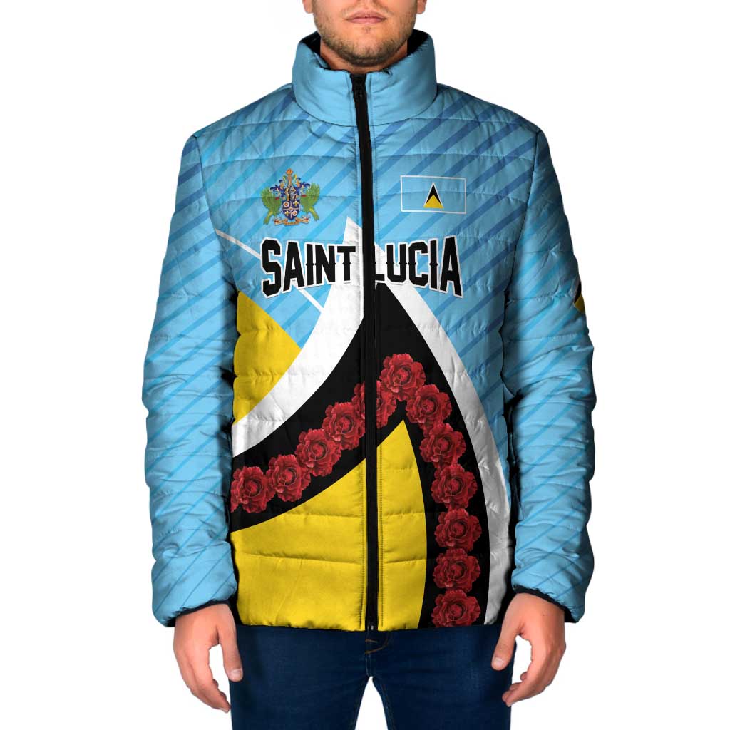 Personalised Saint Lucia Padded Jacket Pearl of the Caribbean