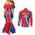 Personalized Costa Rica 2024 Soccer Couples Matching Mermaid Dress and Long Sleeve Button Shirt Come On Los Ticos