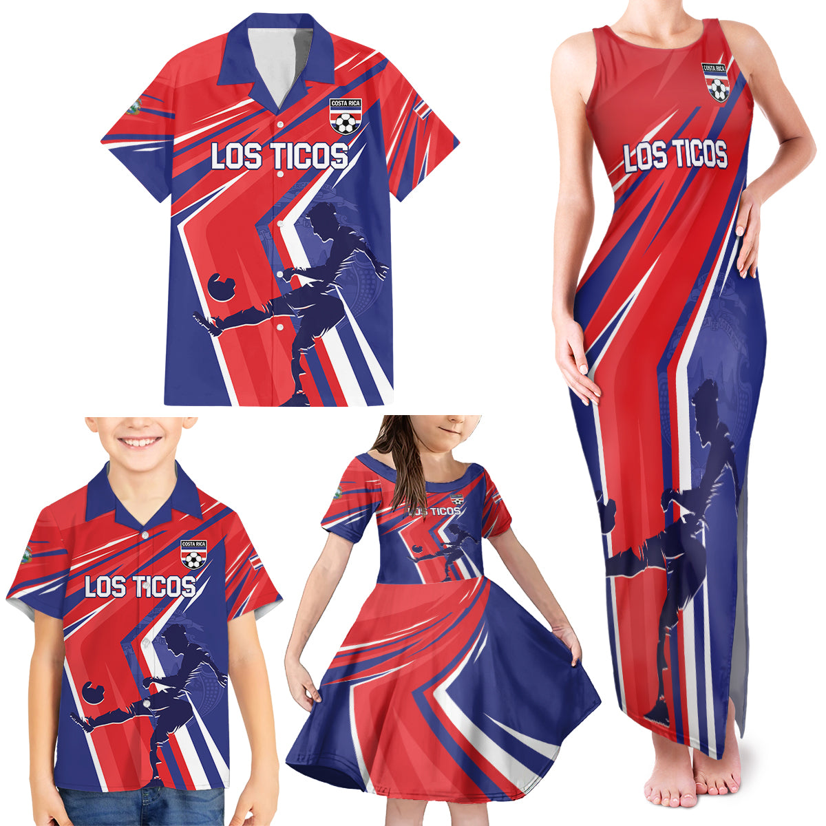 Personalized Costa Rica 2024 Soccer Family Matching Tank Maxi Dress and Hawaiian Shirt Come On Los Ticos - Wonder Print Shop