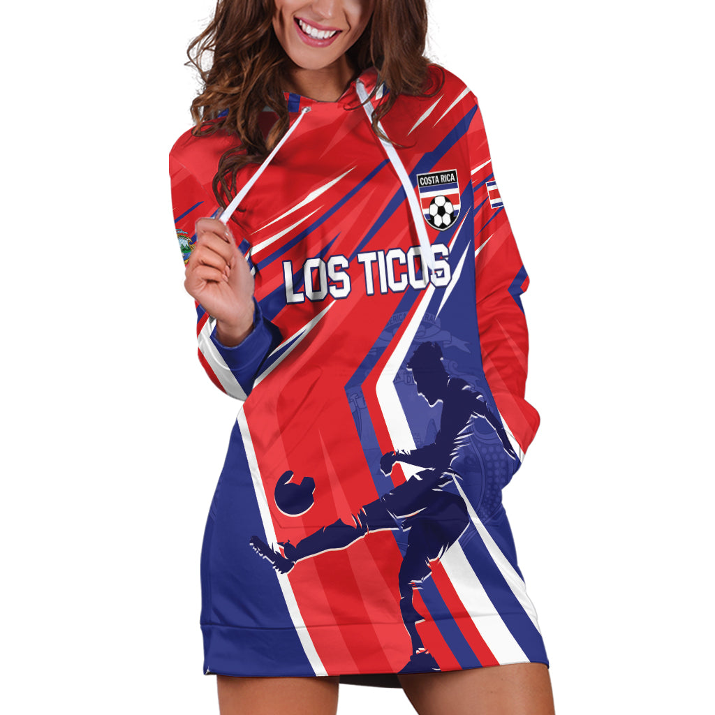 Personalized Costa Rica 2024 Soccer Hoodie Dress Come On Los Ticos - Wonder Print Shop