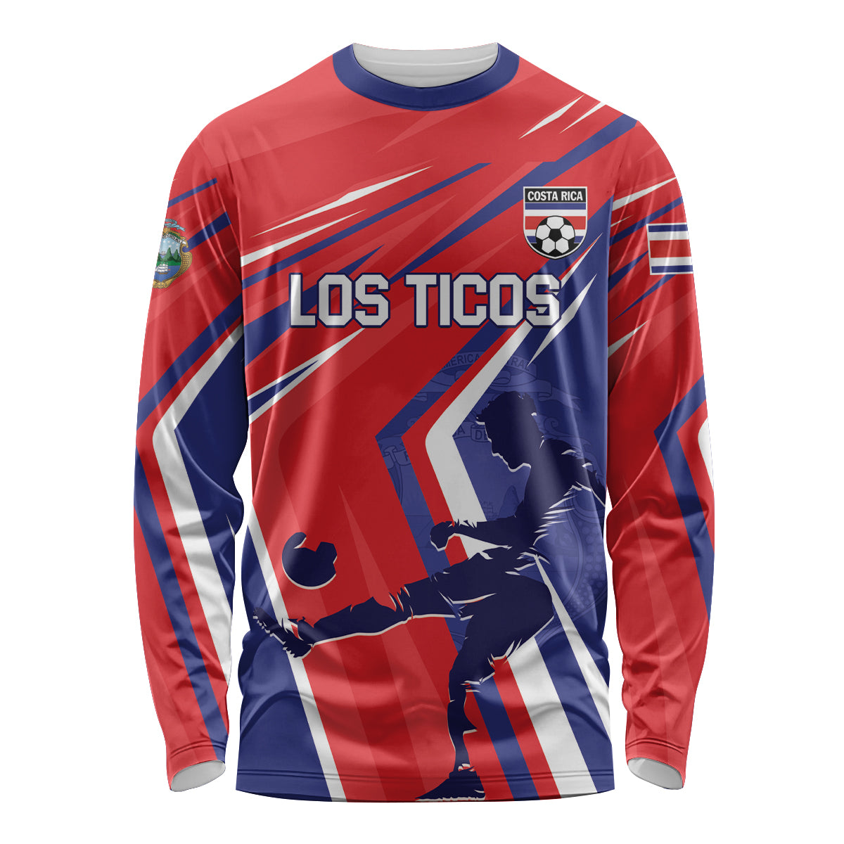 Personalized Costa Rica 2024 Soccer Long Sleeve Shirt Come On Los Ticos - Wonder Print Shop