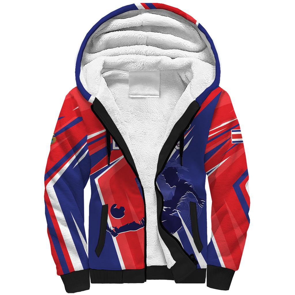 Personalized Costa Rica 2024 Soccer Sherpa Hoodie Come On Los Ticos - Wonder Print Shop