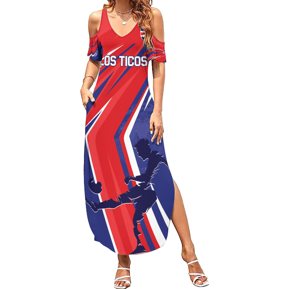 Personalized Costa Rica 2024 Soccer Summer Maxi Dress Come On Los Ticos - Wonder Print Shop