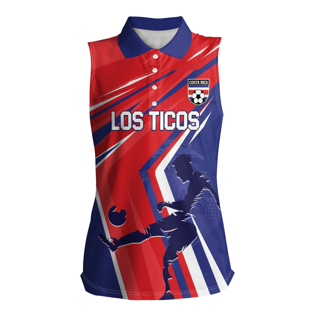 Personalized Costa Rica 2024 Soccer Women Sleeveless Polo Shirt Come On Los Ticos - Wonder Print Shop