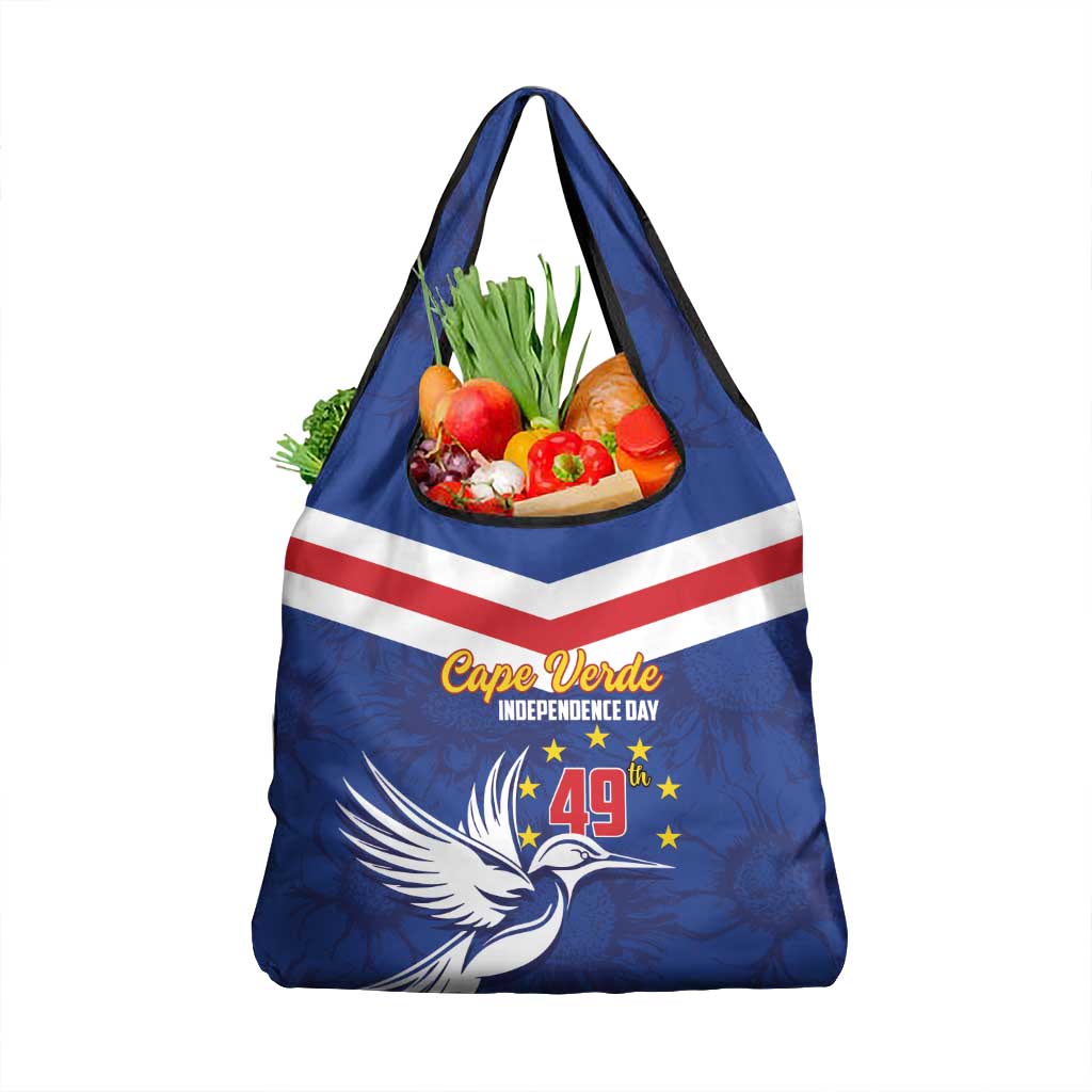 Cape Verde Independence Day Grocery Bag Gerbera Daisy Pattern