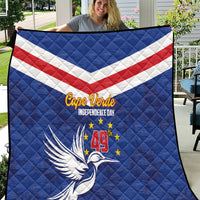 Blue Cape Verde Independence Day quilt with red-and-white diagonal stripes and dove artwork