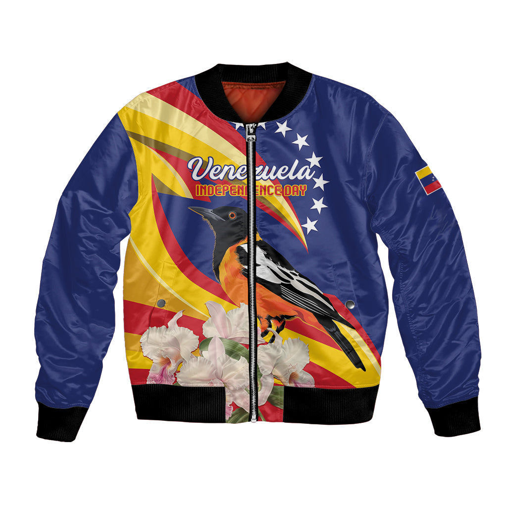 Venezuela Independence Day Bomber Jacket Venezuelan Troupial Cattleya Mossiae - Wonder Print Shop