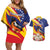 Venezuela Independence Day Couples Matching Off Shoulder Short Dress and Hawaiian Shirt Venezuelan Troupial Cattleya Mossiae - Wonder Print Shop