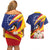 Venezuela Independence Day Couples Matching Off Shoulder Short Dress and Hawaiian Shirt Venezuelan Troupial Cattleya Mossiae - Wonder Print Shop