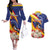 Venezuela Independence Day Couples Matching Off The Shoulder Long Sleeve Dress and Hawaiian Shirt Venezuelan Troupial Cattleya Mossiae - Wonder Print Shop