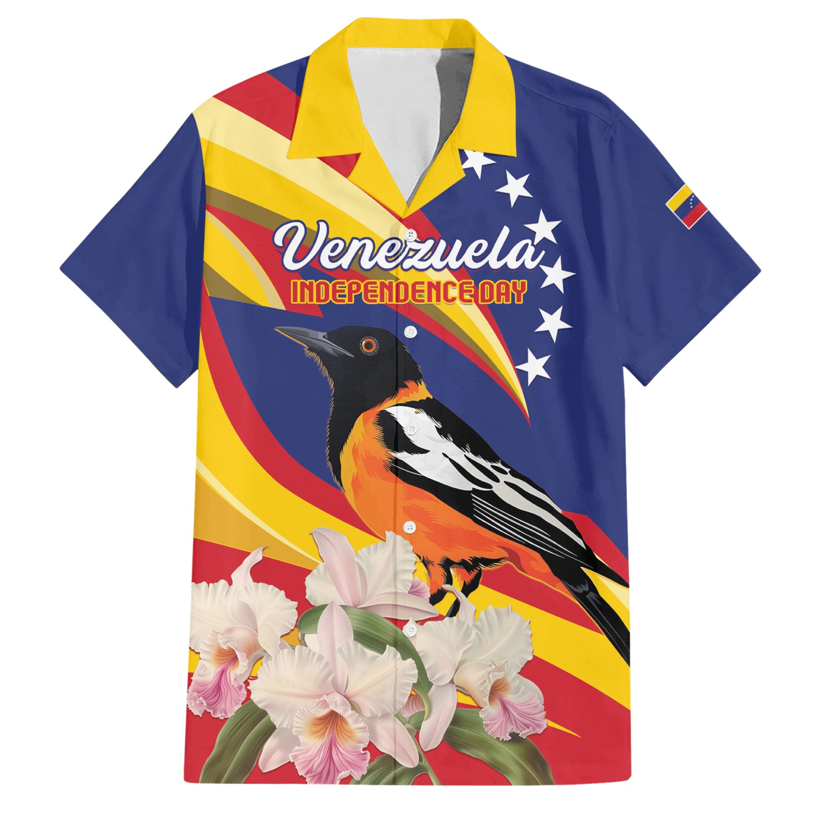 Venezuela Independence Day Hawaiian Shirt Venezuelan Troupial Cattleya Mossiae - Wonder Print Shop