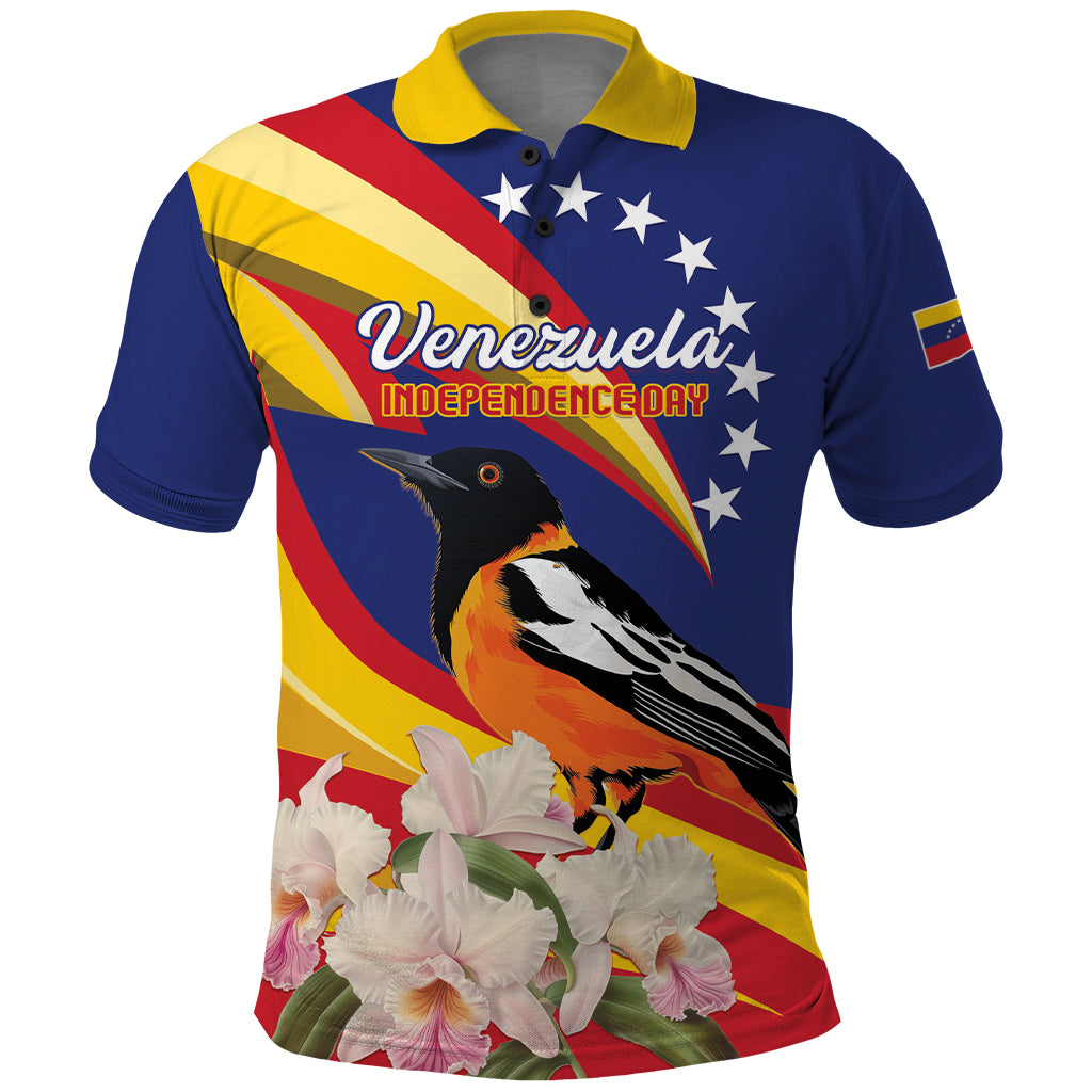 Venezuela Independence Day Polo Shirt Venezuelan Troupial Cattleya Mossiae - Wonder Print Shop