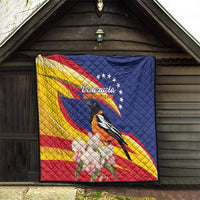 Venezuela Independence Day wall quilt, Venezuela flag with bird and white flower detail